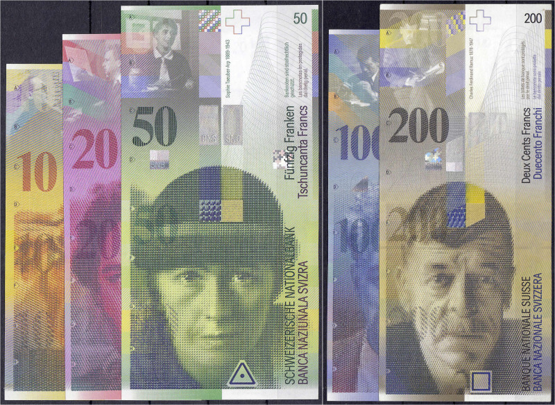 Banknoten

Ausland

Schweiz

5 Scheine zu 10, 20, 50, 100 u. 200 Franken 1...