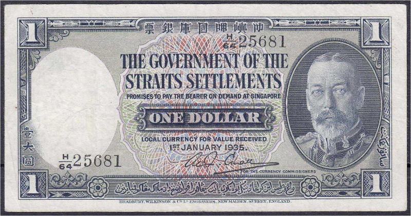 Banknoten

Ausland

Straits Settlements

1 Dollar 1.1.1935. II, sehr selte...