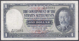 Banknoten

Ausland

Straits Settlements

1 Dollar 1.1.1935. II, sehr selten. Pick 16b.