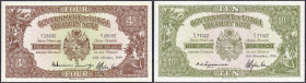 Banknoten

Ausland

Tonga

Königreich Tonga, 4 u. 10 Shillings 1960 u. 1966. I. Pick 9d, 10e.