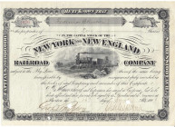 Banknoten

Ausland

Vereinigte Staaten von Amerika

New York and New England Railroad Company. Anteilschein zu 10 Shares, Boston 16. Juni 1886, ...