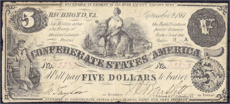 Banknoten

Ausland

Vereinigte Staaten von Amerika

Confederate States, 5 ...