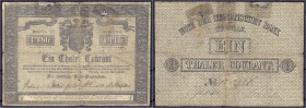 Banknoten

Altdeutschland

Schlesien

1 Thaler Courant 10.6.1848 Städtische Bank zu Breslau. IV-, teils hinterklebt, äußerst selten. Pick S466. ...