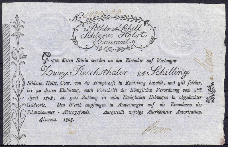 Banknoten

Altdeutschland

Schleswig-Holstein

2 Reichsthaler 24 Schilling...