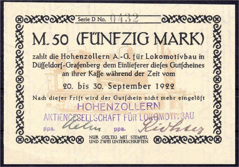 Banknoten

Deutsches Notgeld und KGL

Düsseldorf-Grafenberg (Rheinland)

H...