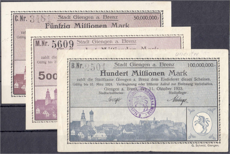 Banknoten

Deutsches Notgeld und KGL

Giengen a. Brenz (Württemberg)

Stad...