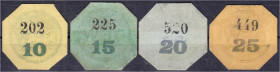Banknoten

Deutsches Notgeld und KGL

Hamburg (Hamburg)

Wilhelmsburg, Deutsche Erdölwerke GmbH o. D. 4 Scheine zu 10, 15, 20, 25 Pfg. II bis II...