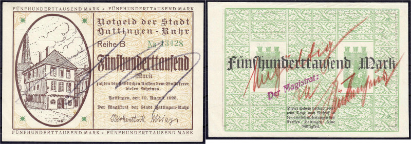 Banknoten

Deutsches Notgeld und KGL

Hattingen/Ruhr (Westfalen)

Stadt, 2...