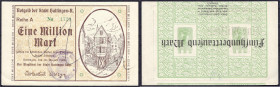 Banknoten

Deutsches Notgeld und KGL

Hattingen/Ruhr (Westfalen)

Stadt, 1 Mio. Mark 10.8.1923. Reihe A, entwertet, Rs. 500 Tsd. Mark statt 1 Mi...