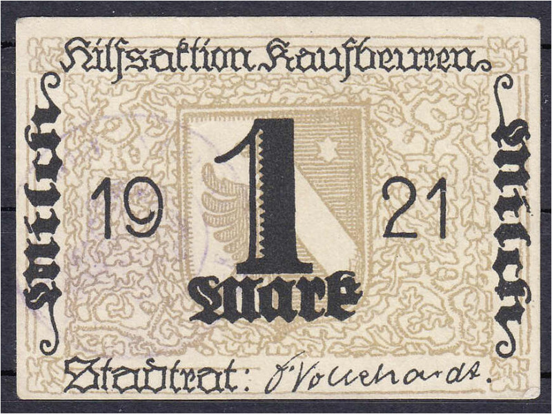 Banknoten

Deutsches Notgeld und KGL

Kaufbeuren (Bayern)

Stadt, 1 Mark 1...