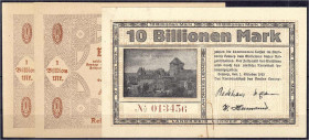 Banknoten

Deutsches Notgeld und KGL

Lennep (Rheinland)

Kreisausschuss, 2x 1 und 10 Bio. Mark 1.10.1923. Ohne Wasserzeichen. I / III. Dießner....