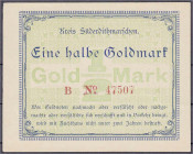 Banknoten

Deutsches Notgeld und KGL

Meldorf (Schleswig-Holstein)

Kreis Süderdithmarschen, 1/2 Goldmark 24.11.1923. I-, selten. Müller E. 3275...