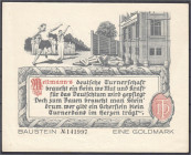 Banknoten

Deutsches Notgeld und KGL

Mettmann (Rheinland)

Mettmanner Turnverein, Baustein zu 1 Goldmark o.D. Ohne Wz. II. Lindman ⌘041.