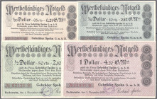 Banknoten

Deutsches Notgeld und KGL

Neckarsulm, (Württemberg)

Gebrüder Spohn G.m.b.H., 4 Scheine zu 0,21, 0,42, 2,10 und 4,20 Goldmark 1.11.1...