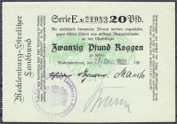 Banknoten

Deutsches Notgeld und KGL

Neubrandenburg (Mecklenburg-Vorpommern)

20 Pfund Roggen 27.12.23. Papier hellgrüngrau, Wertzeile 72 mm, G...
