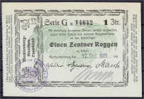 Banknoten

Deutsches Notgeld und KGL

Neubrandenburg (Mecklenburg-Vorpommern)

1 Zentner Roggen 12.12.23. Papier hellgrüngrau, Wertzeile 68-69 m...