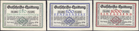 Banknoten

Deutsches Notgeld und KGL

Paderborn (Westfalen)

Werner Mosheim, 250, 500 und 1000 Mark Glace-Leder 25.4.1923. I- bis II+, teils lei...