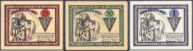 Banknoten

Deutsches Notgeld und KGL

Regensburg (Bayern)

GDA -Hilfe, 3 Scheine zu 25, 50 Pfg. und 1 Reichsmark 1932. Gewerkschaftsbund der Ang...