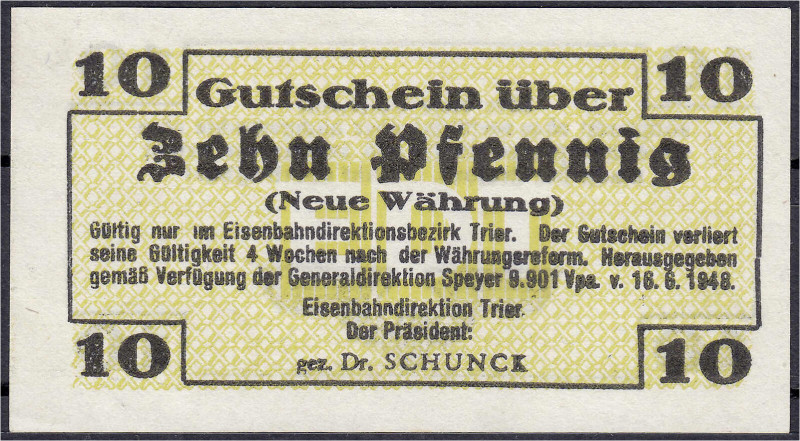 Banknoten

Deutsches Notgeld und KGL

Trier (Rheinland-Pfalz)

Eisenbahndi...