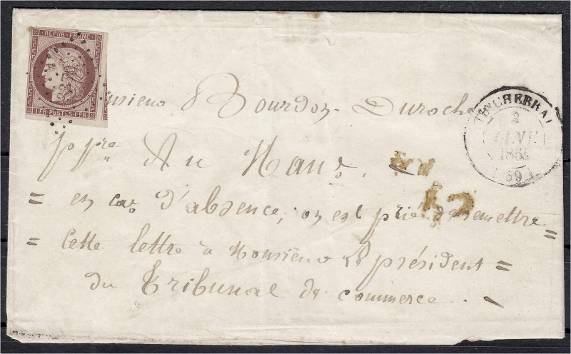 Briefmarken

Ausland

Frankreich

1 Fr. Ceres Halsschatten in Punkten 1849...