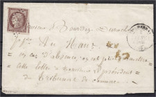Briefmarken

Ausland

Frankreich

1 Fr. Ceres Halsschatten in Punkten 1849, schöne Einzelfrankatur auf Brief, rs. mit Ankunftsstempel. Michel 7....