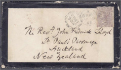 Briefmarken

Ausland

Grossbritannien

Sixpence "lilac" auf einem Trauerbrief (mit Trauerrand, schwarz versiegelt) ohne Absender an Reverend Joh...
