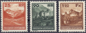 Briefmarken

Ausland

Liechtenstein

25 Rp. - 1.20 Fr. Landschaften und Gebäude 1933, kompletter Satz in postfrischer Erhaltung. Mi. 1.000,-€ Mi...