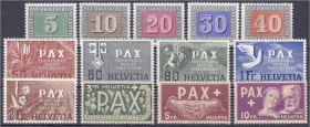Briefmarken

Ausland

Schweiz

Pax-Satz 1945, kompletter Satz in postfrischer Erhaltung. Mi. 450,-€ Michel 447-459.