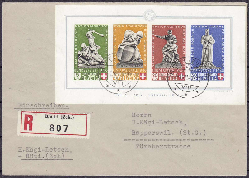Briefmarken

Ausland

Schweiz

Pro Patria (Denkmäler) 1940, sauber entwert...