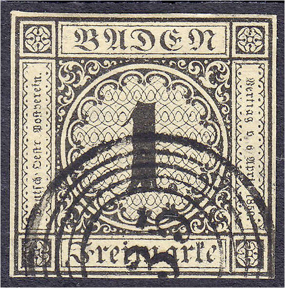 Briefmarken

Deutschland

Altdeutschland

Baden

1 Kreuzer Ziffer im Kre...