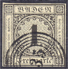 Briefmarken

Deutschland

Altdeutschland

Baden

1 Kreuzer Ziffer im Kreis 1851, sauber gestempelt, Farbe ,,a" (hell- bis mittelgraugelb), unt...