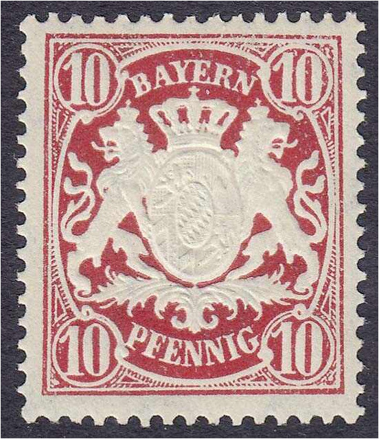 Briefmarken

Deutschland

Altdeutschland

Bayern

10 Pf. Staatswappen au...