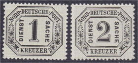 Briefmarken

Deutschland

Altdeutschland

Norddeutscher Postbezirk

1 Kr. + 2 Kr. Dienstmarken 1870, zwei Werte in postfrischer Erhaltung, gep...
