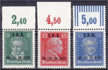 Briefmarken

Deutschland

Deutsches Reich

8 Pf. - 25 Pf. I. A. A. 1927, kompletter Satz vom Oberrand in postfrischer Erhaltung, 8 Pf. geprüft S...