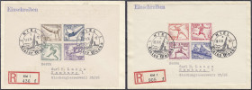 Briefmarken

Deutschland

Deutsches Reich

Olympische Sommerspiele (Blöcke) 1936, zwei schöne R-Briefe, entwertet mit dem Stempel ,,18.8.36 und ...