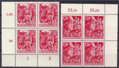 Briefmarken

Deutschland

Deutsches Reich

12+38 Pf. SA/SS Parteiorganisationen Sturmabteilung 1945, kompletter Eckrand-Viererblocksatz in postf...