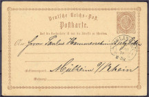 Briefmarken

Deutschland

Deutsches Reich

Ganzsachen

1/2 Groschen 1873, braun, mit altem Hufeisenstempel ,,SOLINGEN 34-3" ist echt. Die Kart...