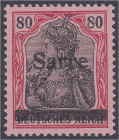 Briefmarken

Deutschland

Deutsche Kolonien

Deutsche Abstimmungsgebiete, Saargebiet

80 Pf. Freimarken 1920, postfrische Erhaltung, Type I, g...
