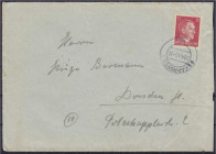 Briefmarken

Deutschland

Deutsche Kolonien

Deutsche Besetzungsausgaben 1939/1945

12 Pf. Hitlerkopf (Propagandafälschung) 1944, auf Abwurfbr...