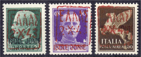 Briefmarken

Deutschland

Deutsche Kolonien

Deutsche Besetzungsausgaben 1939/1945

25 C. - 50 C. Freimarken und Flugpostmarke der Ionischen I...