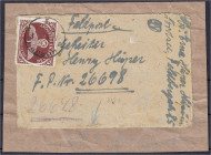 Briefmarken

Deutschland

Feldpostmarken

Zulassungsmarke für Feldpostpäckchen 1942, Zähnung ,,B", entwertet mit dem Tagesstempel ,,HUSUM -g- 7....