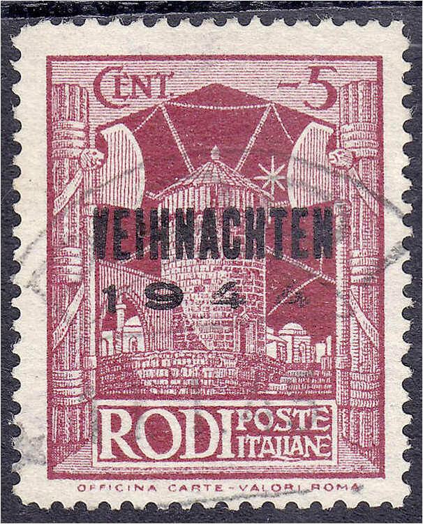 Briefmarken

Deutschland

Feldpostmarken

Insel Rhodos (Weihnachten 1944) ...