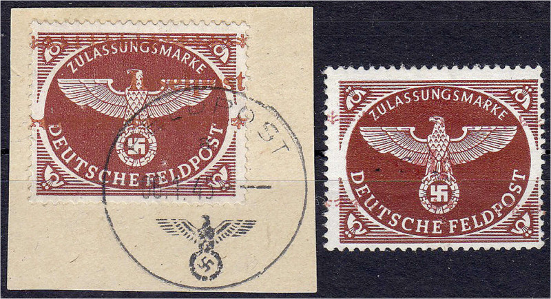 Briefmarken

Deutschland

Feldpostmarken

Päckchenmarken 1942, zwei Werte ...