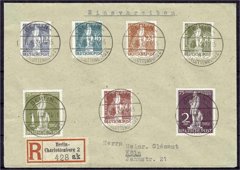 Briefmarken

Deutschland

Berlin

12 Pf. - 2 DM Weltpostverein 1949, zentr...