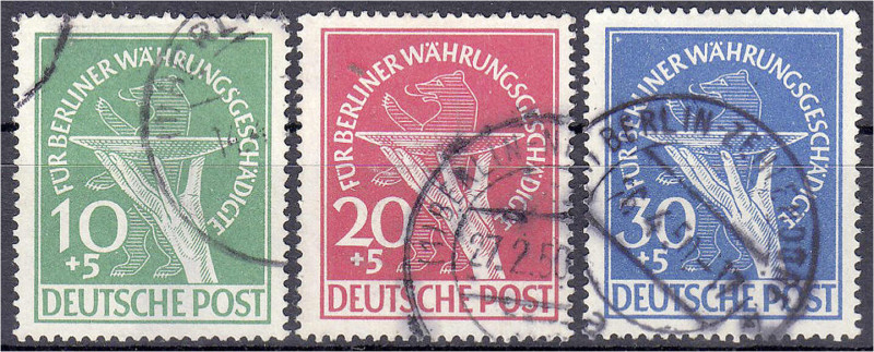 Briefmarken

Deutschland

Berlin

10 Pf. - 30 Pf. Währungsgeschädigte 1949...