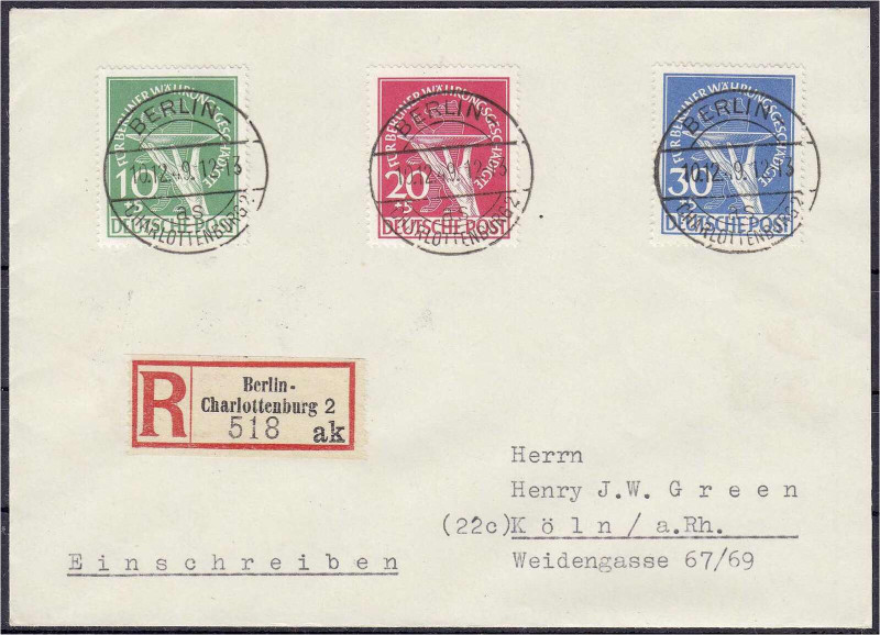 Briefmarken

Deutschland

Berlin

10 Pf. - 30 Pf. Währungsgeschädigte 1949...