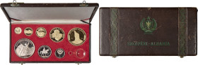 People's Socialist Republic 8-Piece gold & silver Proof Set 1968 UNC, 1) gold "Prince Skanderbeg" 500 Leke 2) gold "Buthrotum Ruins" 200 Leke 3) gold ...
