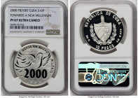 Republic silver Proof Piefort "Towards a New Millennium" 10 Pesos 2000 PR67 Ultra Cameo NGC, Havana mint, KM-P68, Aledon-Unl. HID09801242017 © 2023 He...