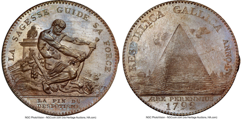 Republic bronze Proof Essai 2 Sols 1792 PR65 Brown NGC, Soho mint, KM-Tn27, Maz-...