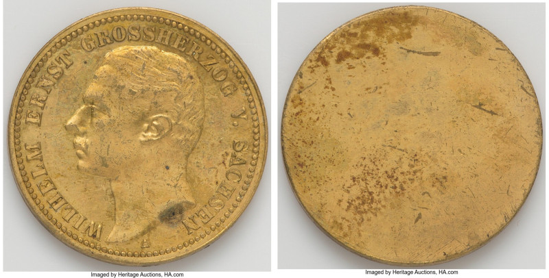 Saxe-Weimar-Eisenach. Wilhelm Ernst gilt Uniface Proof Pattern 20 Mark 1901-A AU...